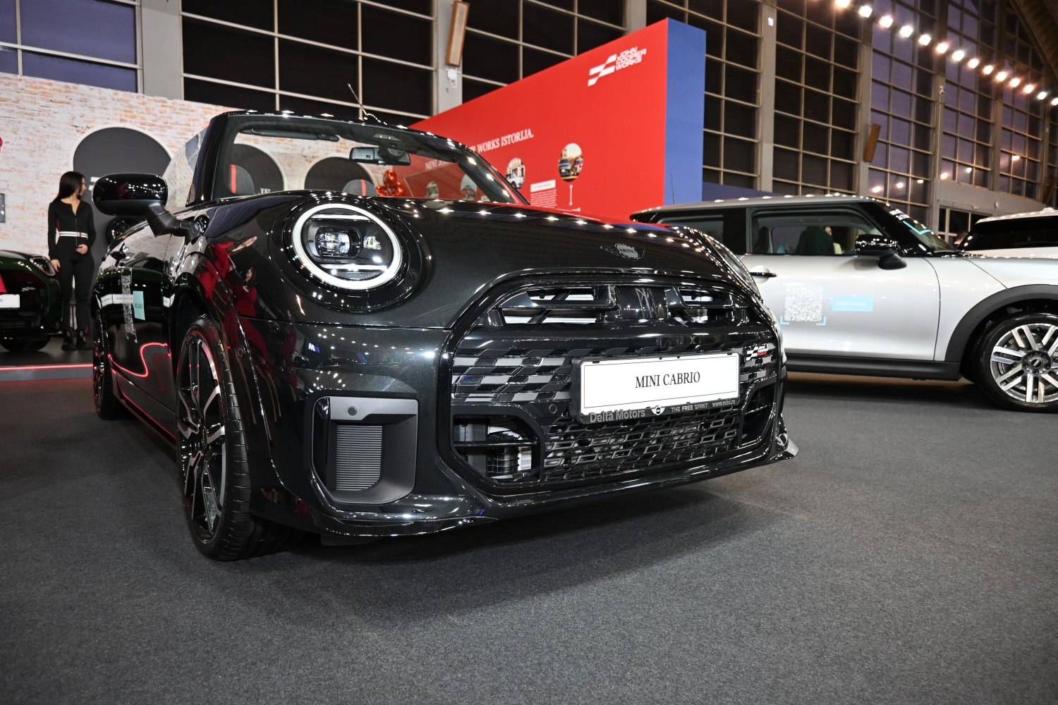 Front grille and LED headlights of a modern convertible