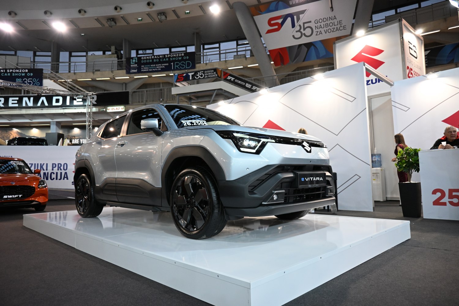 Electric SUV with LED headlights and black alloy wheels