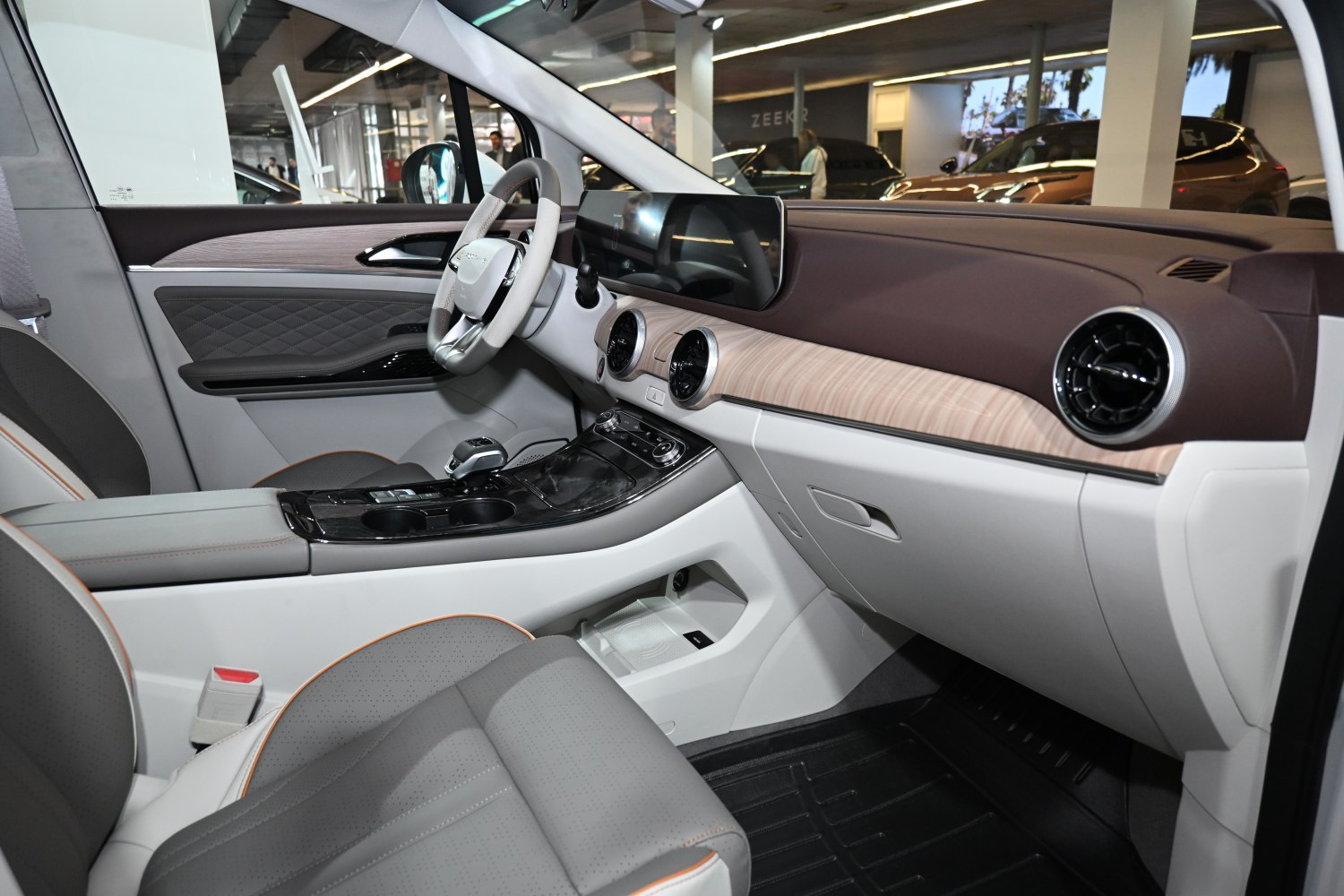 Modern dashboard with digital display and ergonomic steering wheel