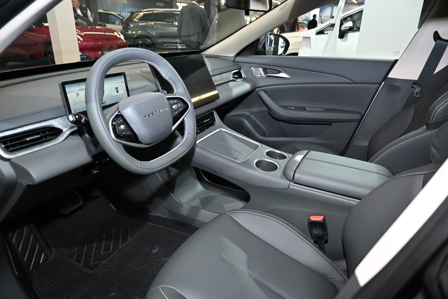 Digital dashboard and touchscreen centered modern car interior