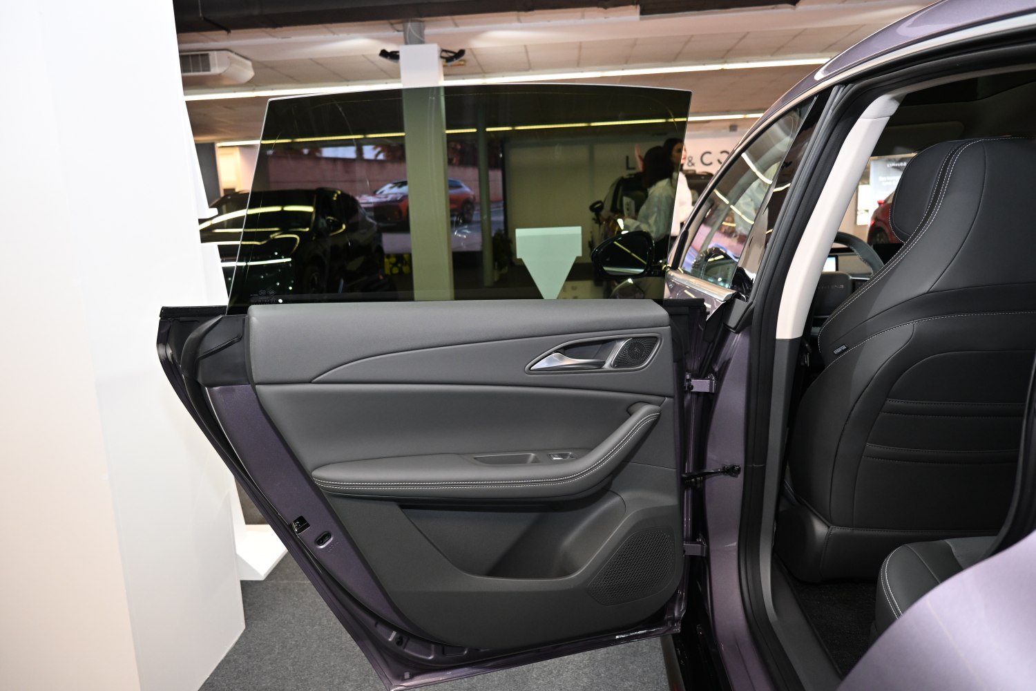 Modern car interior door panel with ergonomic design and premium materials