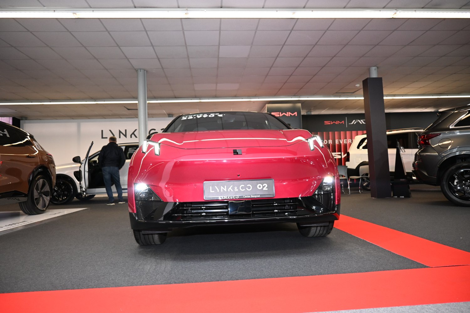 Sleek front view with modern LED headlights and aerodynamic bumper