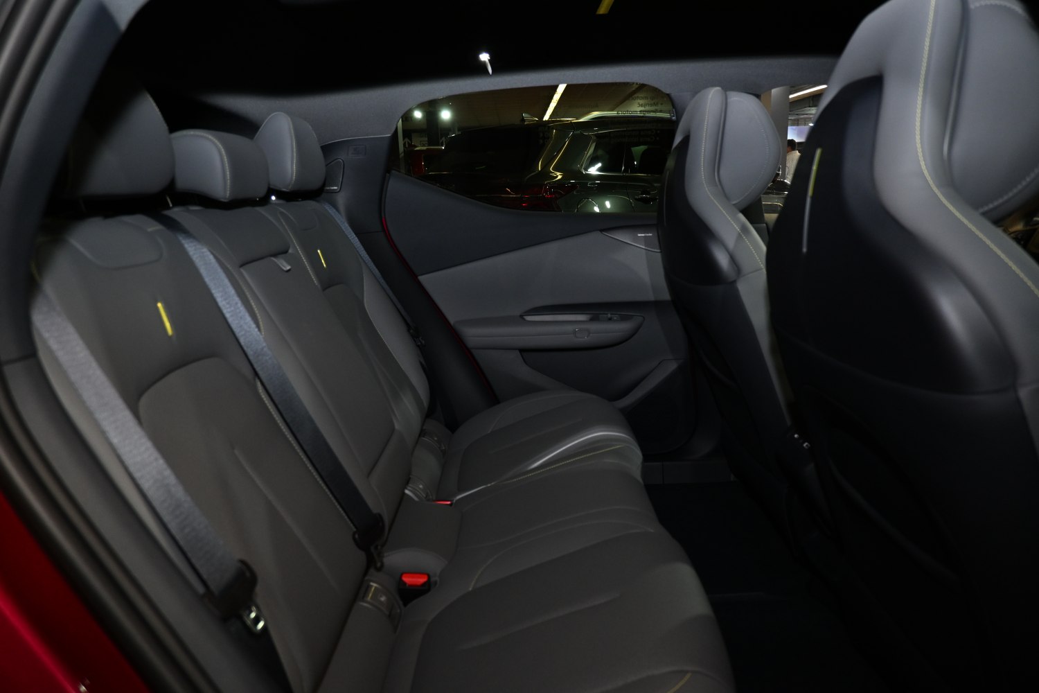 Rear seating interior with premium upholstery and ergonomic design