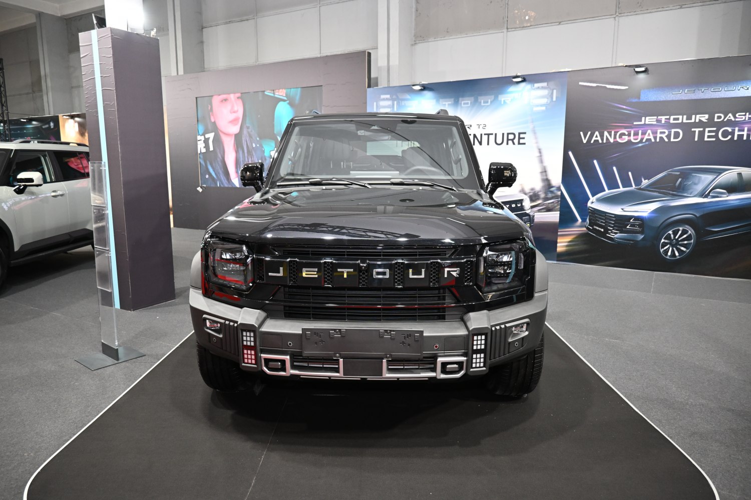 Rugged front end with bold grille and detailed headlights
