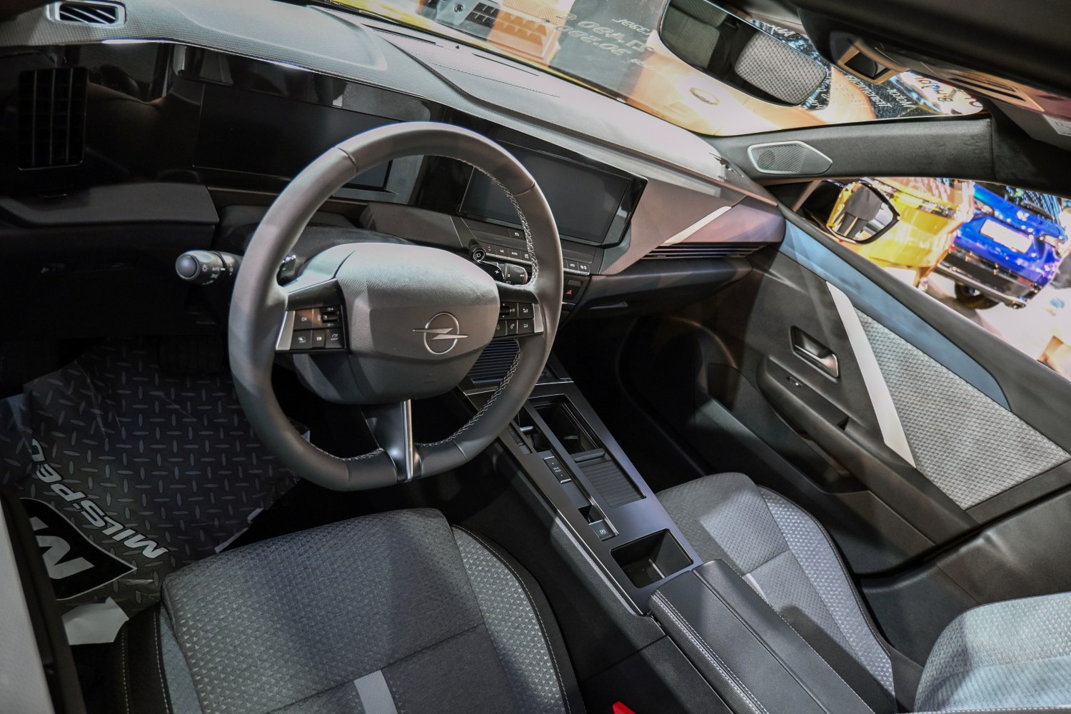 Modern interior with digital dashboard and multifunction steering wheel