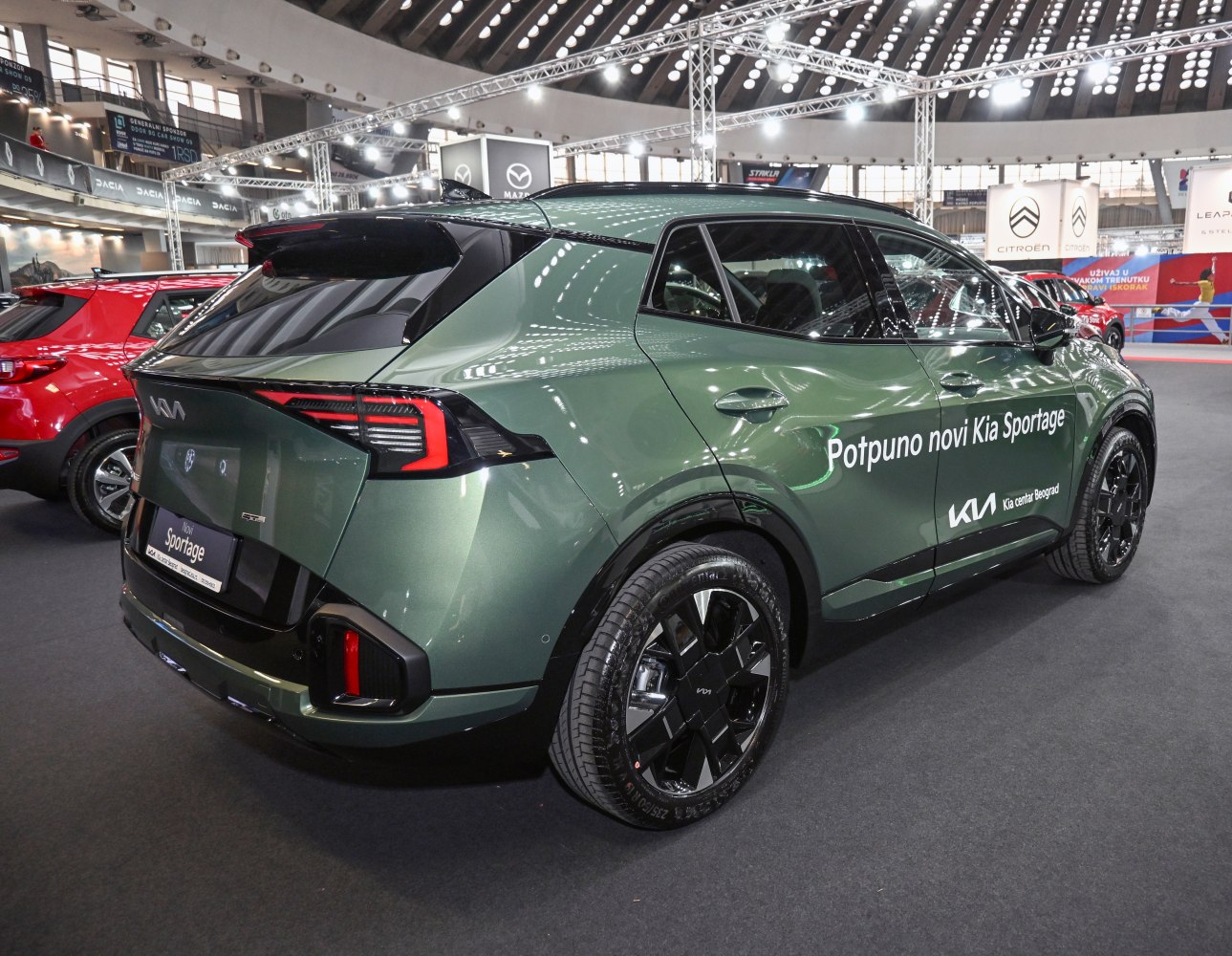 Rear perspective of a modern SUV with LED taillights and black alloy wheels