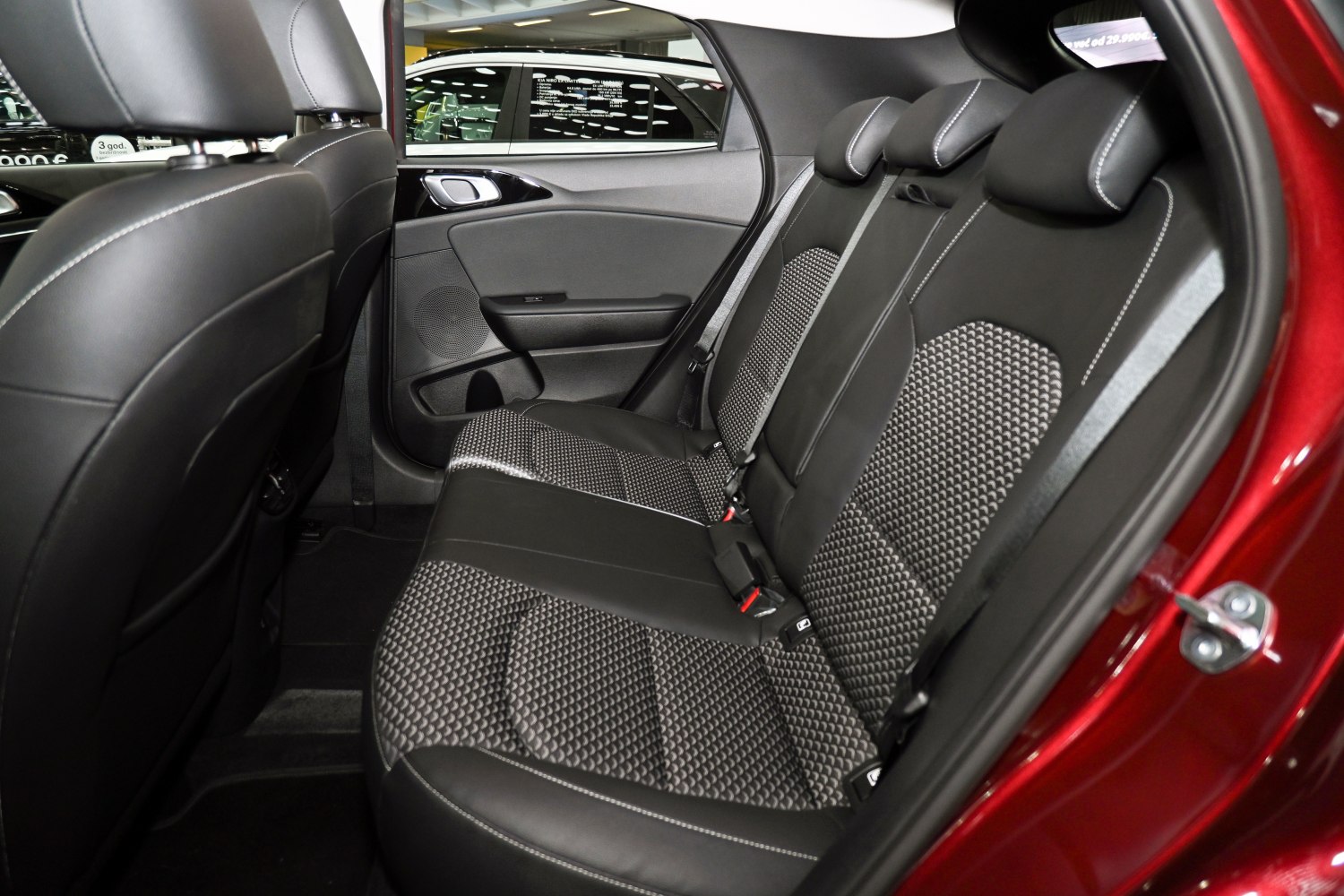 Rear seat interior with premium upholstery and spacious layout