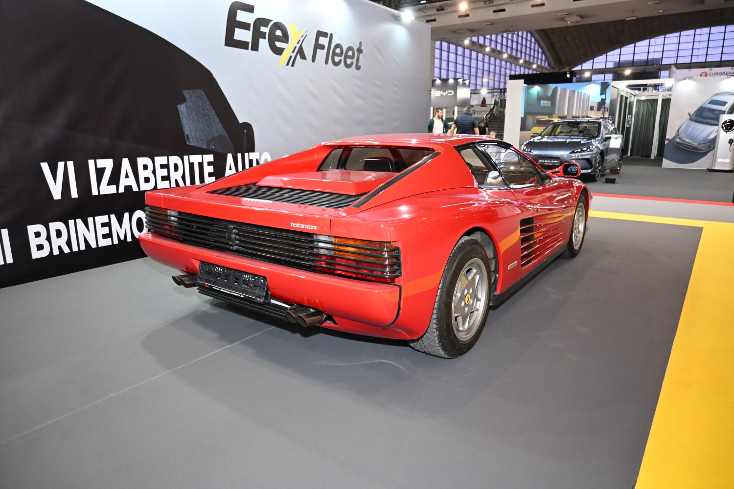 Rear view with horizontal slats and side vents of a classic sports car