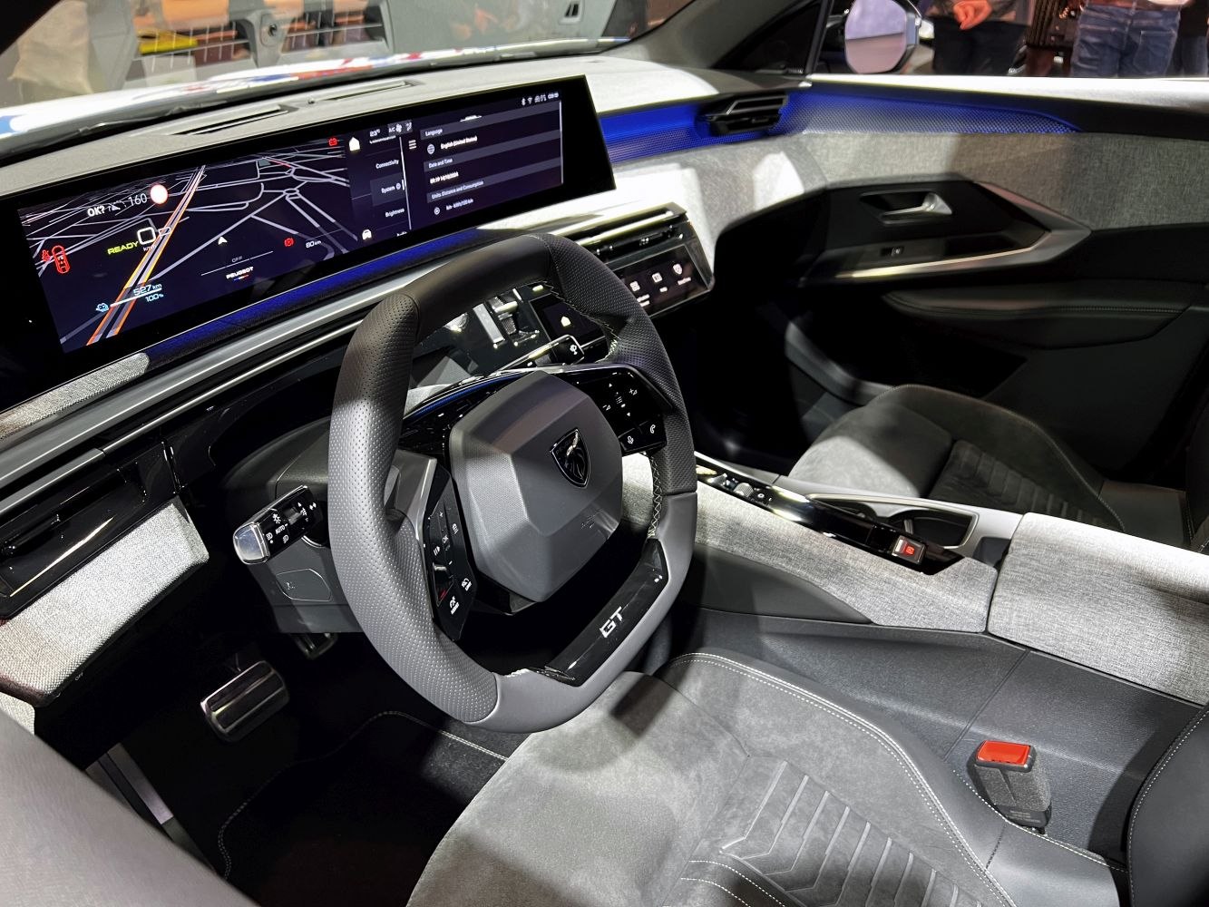 Digital dashboard and GT steering wheel with modern multimedia interface
