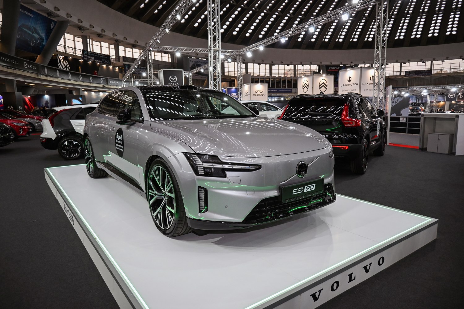 Electric SUV with LED headlights and aerodynamic front design
