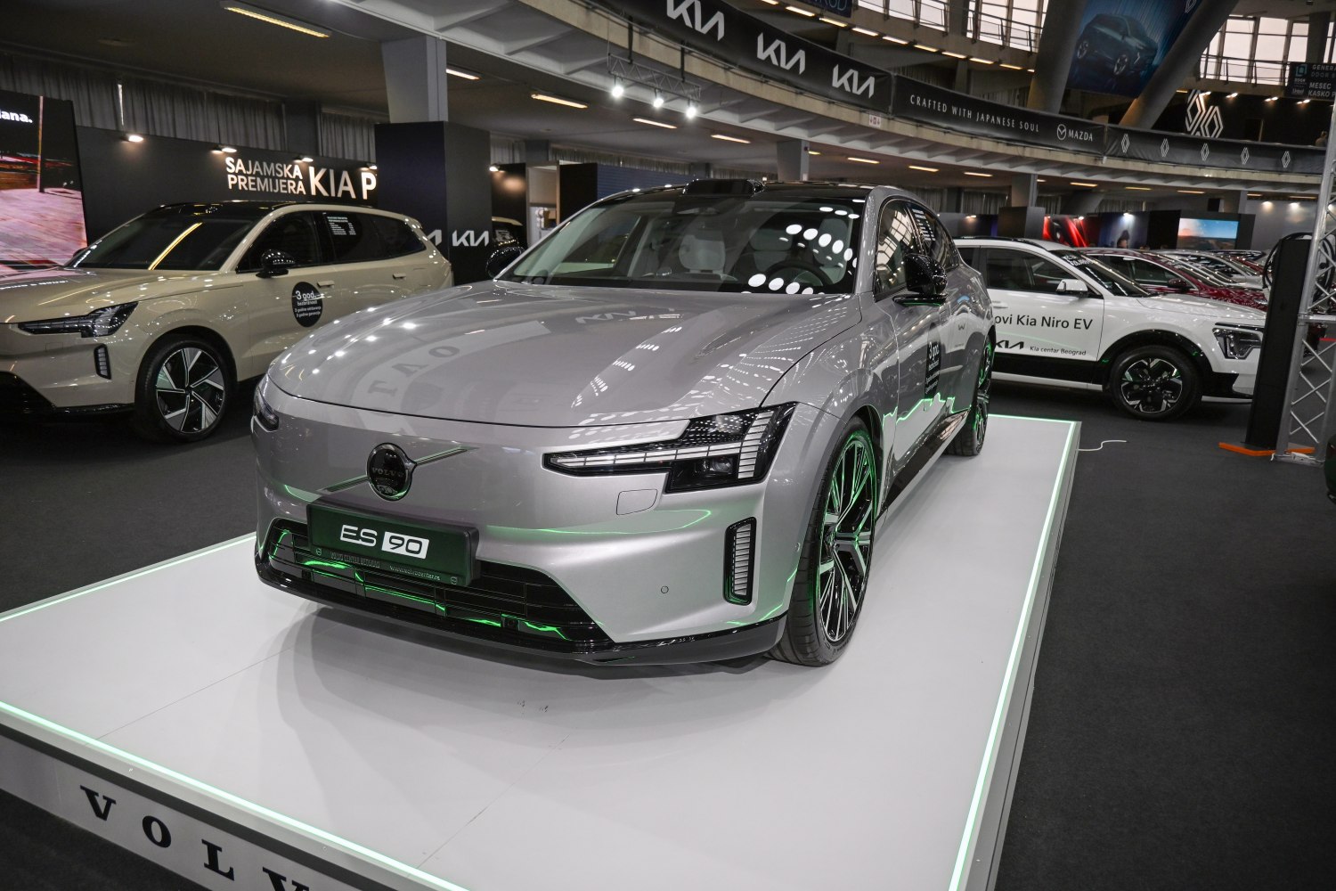 Electric SUV front view with LED headlights and sleek design