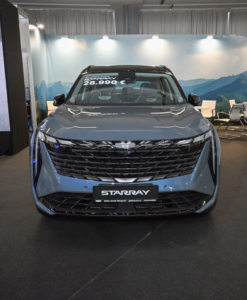 Front grille and LED headlights of a modern SUV