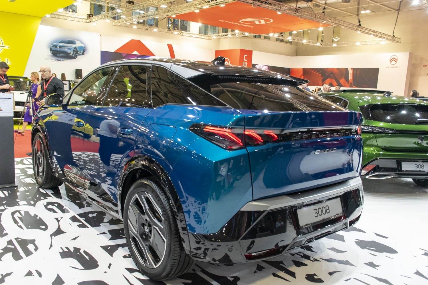 Futuristic rear and side view with LED tail lights and alloy wheels
