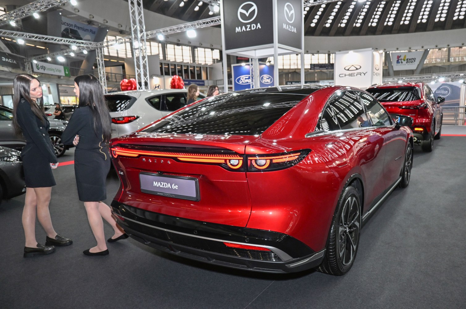 Sleek rear design with LED taillights and aerodynamic features