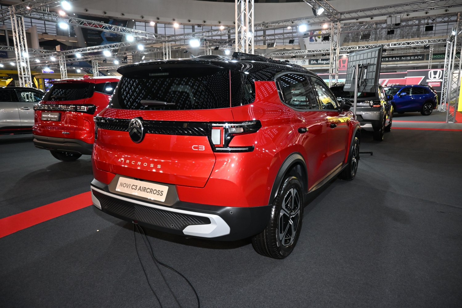 Sleek LED tail lights and rear design of compact SUV