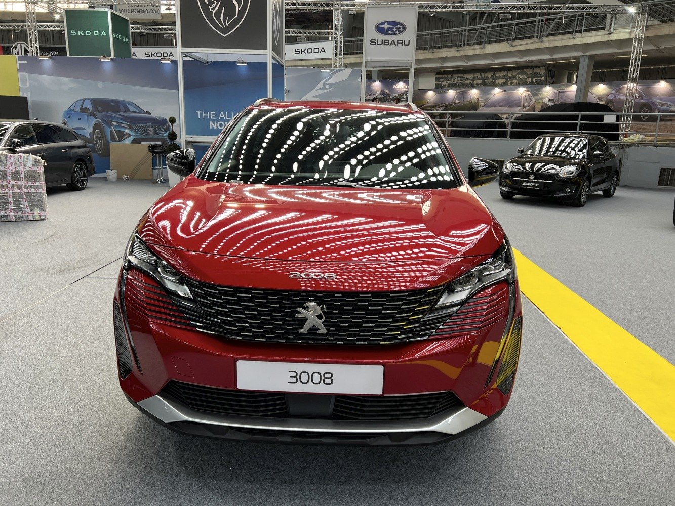 Front view with distinctive grille and headlights