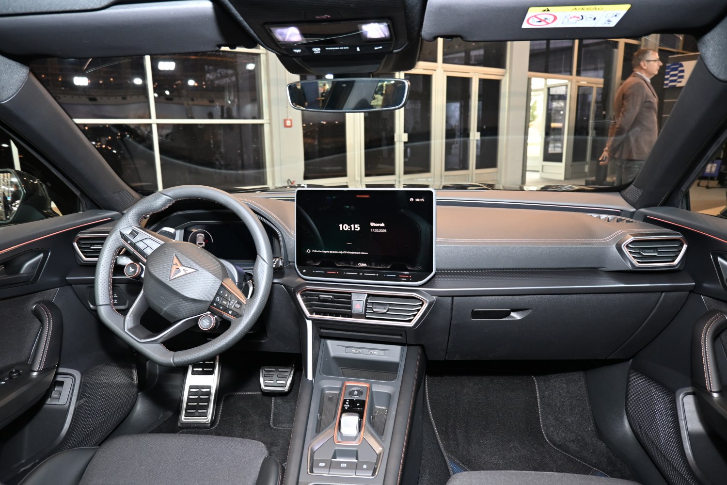 Modern dashboard with digital display and multifunction steering wheel