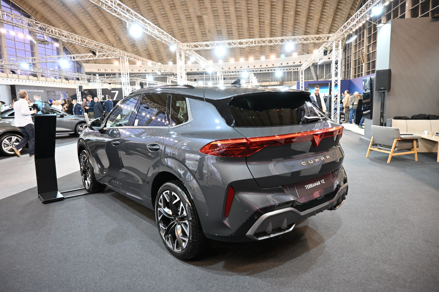 Sporty rear design with LED strip tail lights and detailed diffuser