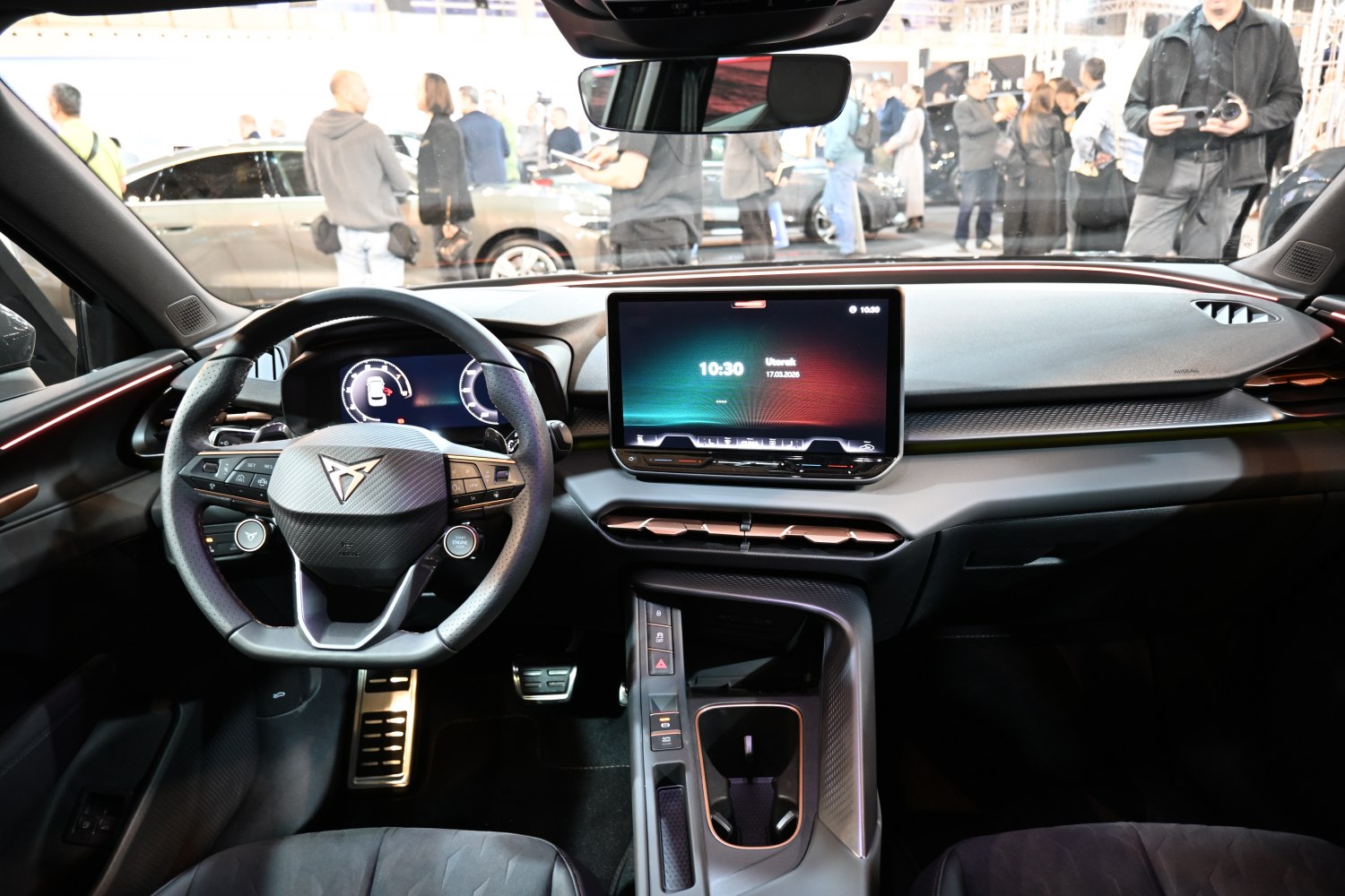 Digital dashboard and touchscreen infotainment in a modern car interior