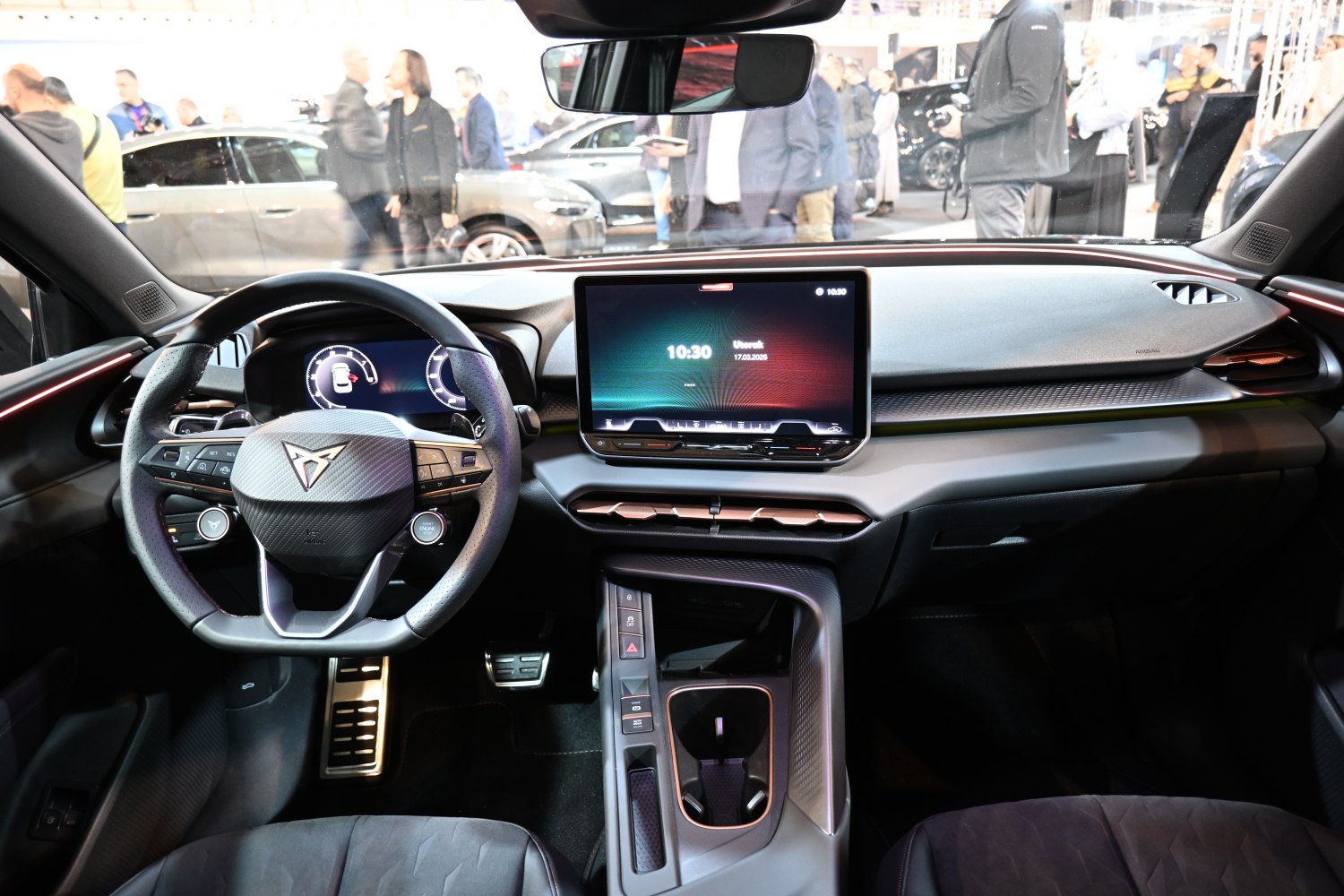 Digital cockpit with touchscreen and steering wheel controls