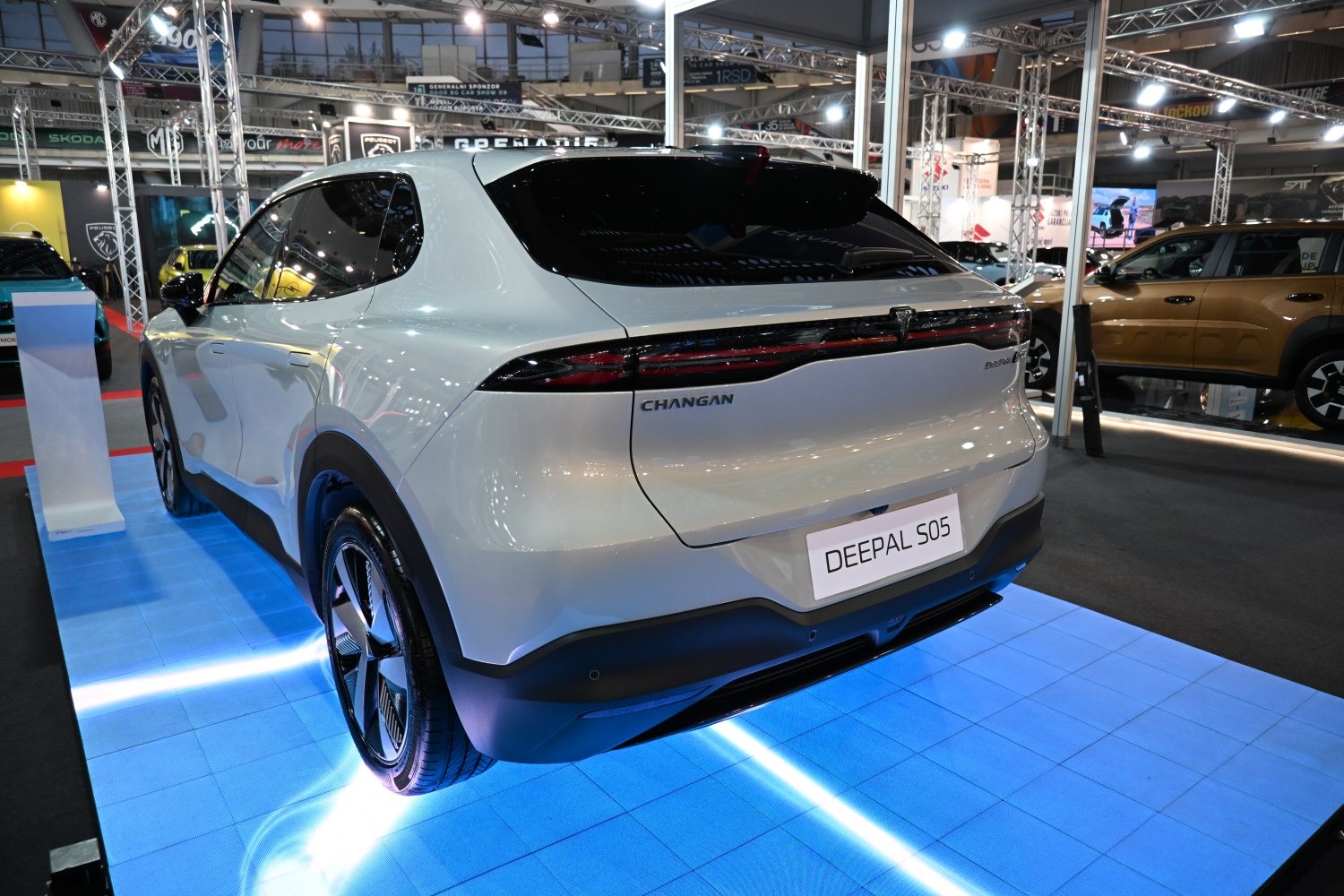 Sleek rear design with LED tail lights and aerodynamic features.