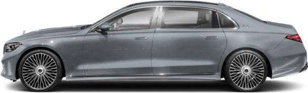 Side profile of luxury sedan with multi-spoke wheels and sleek design