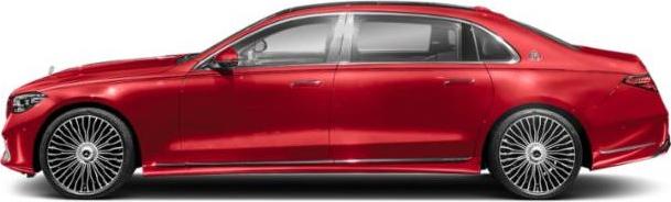 Side profile of luxury sedan with distinctive multi-spoke wheels