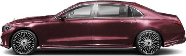 Side profile of a luxury elongated sedan with intricate wheels