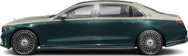 Luxury sedan with two-tone paint and detailed multi-spoke alloy wheels side view