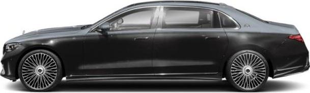 Long luxury sedan profile with multi-spoke alloy wheels