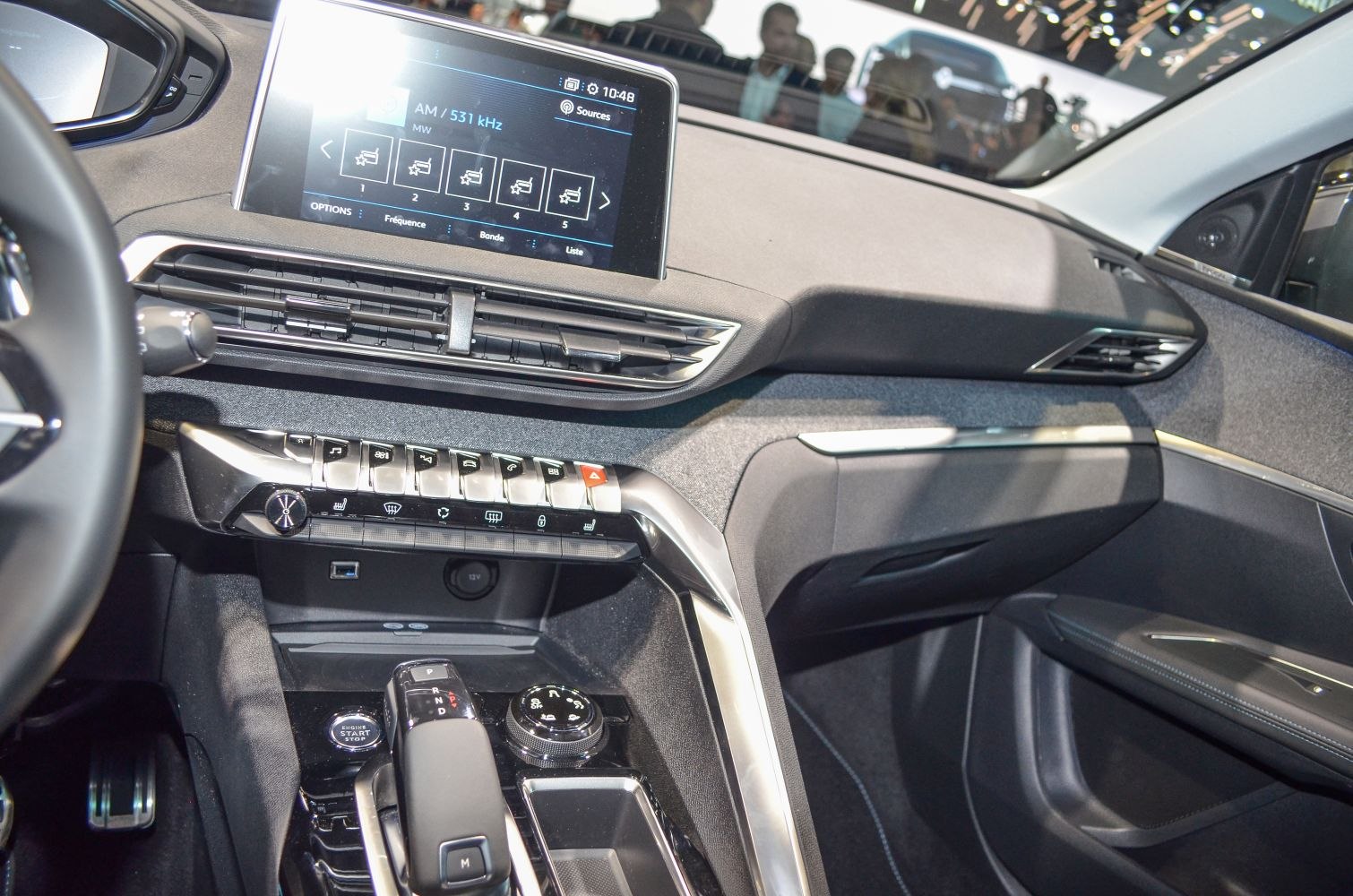 Modern dashboard with touchscreen and control buttons