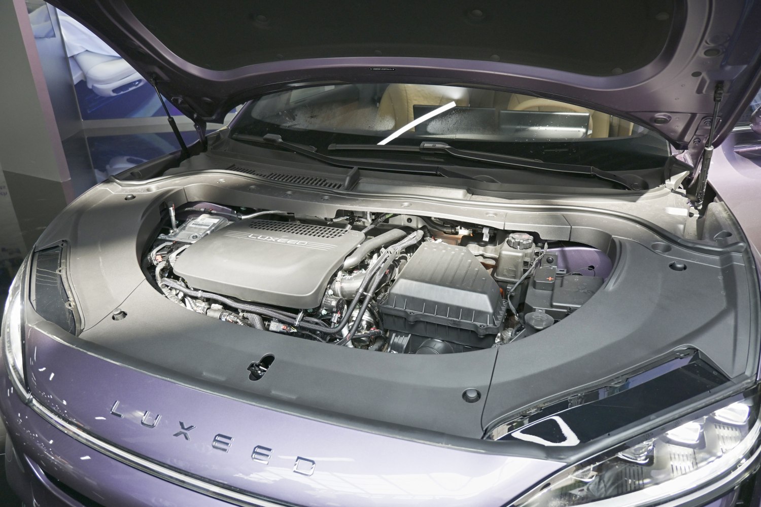 Engine bay and front-end design with open hood