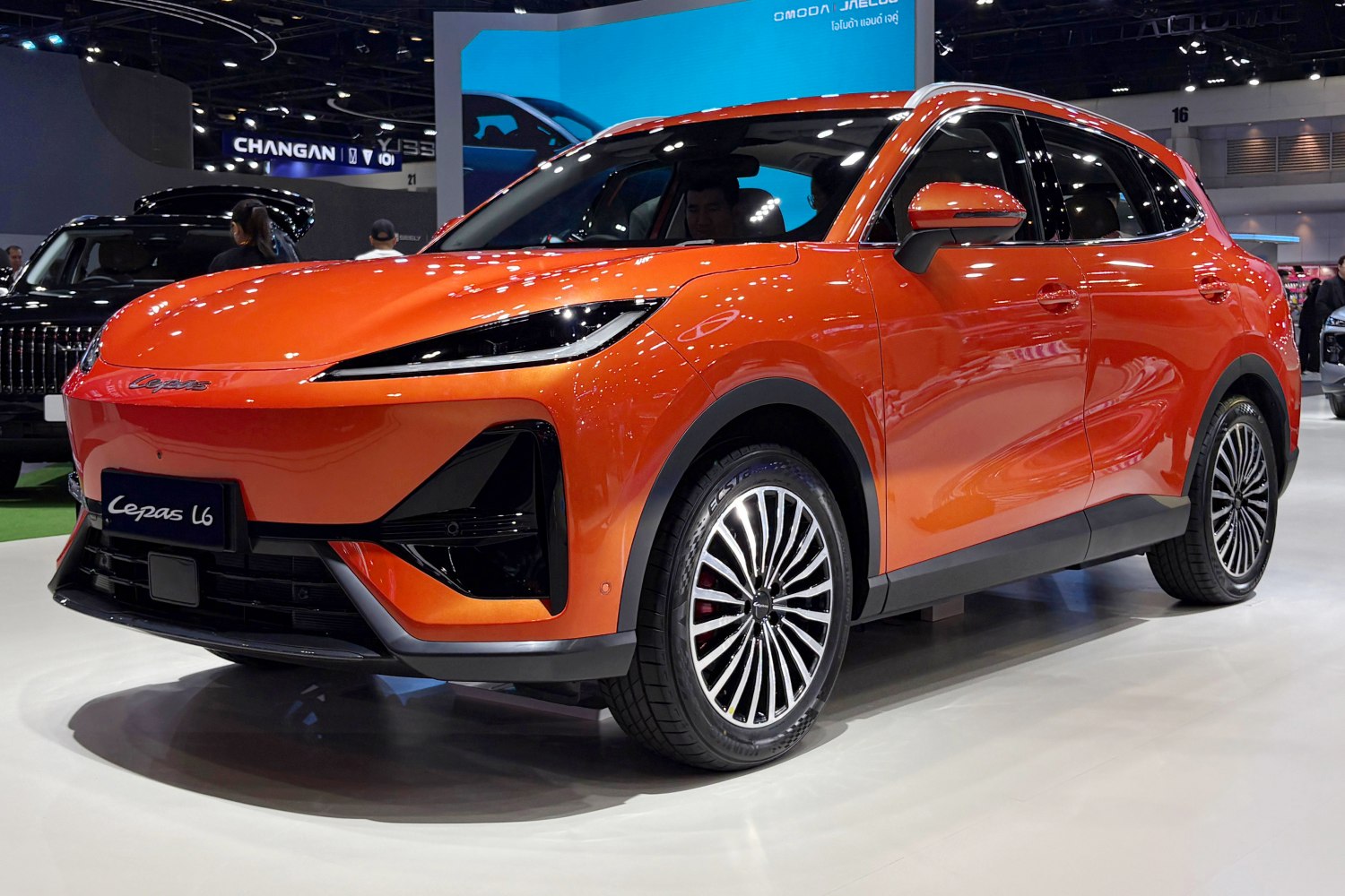 Sleek SUV with sharp front headlights and stylish alloy wheels