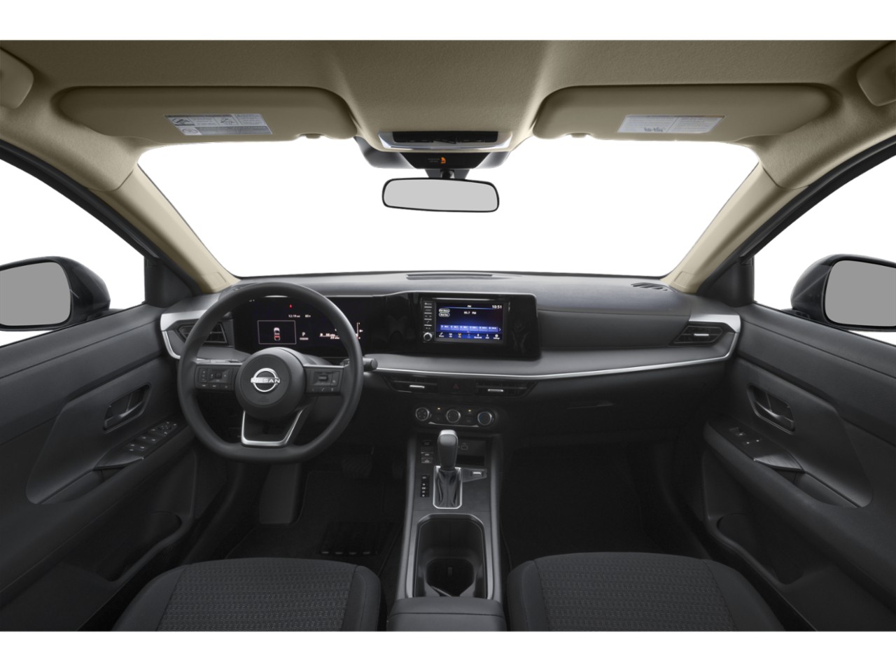 Modern dashboard with digital displays and multifunction steering wheel