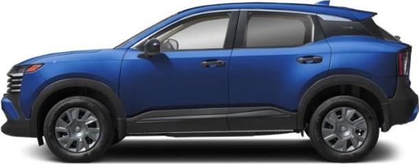 Side profile of a sleek blue compact SUV with distinct wheel arches.