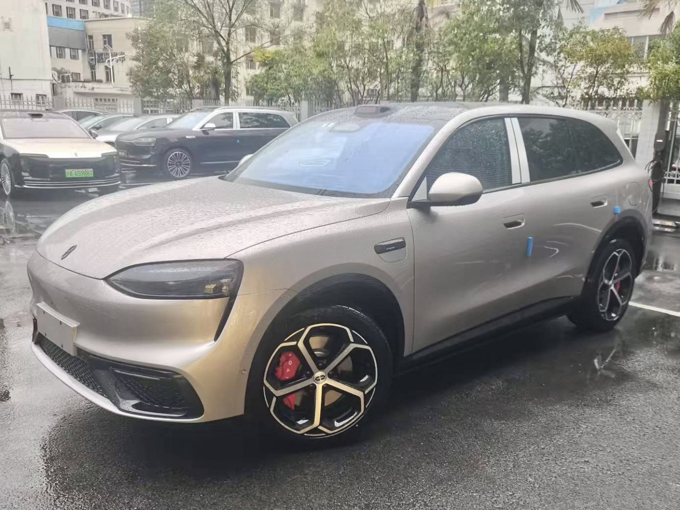 Modern SUV with unique alloy wheels and sleek headlights