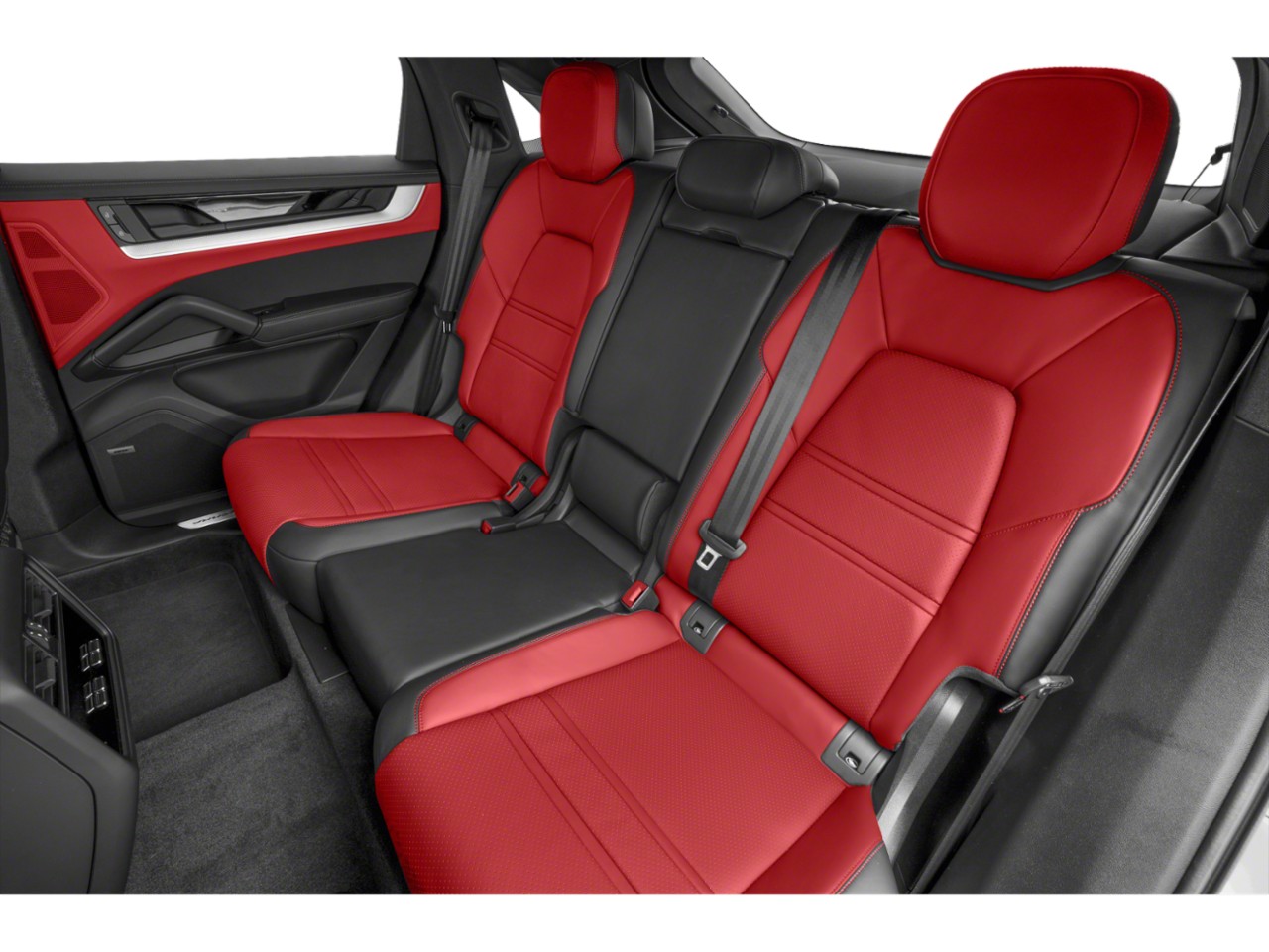 Red and black leather rear seats with modern design