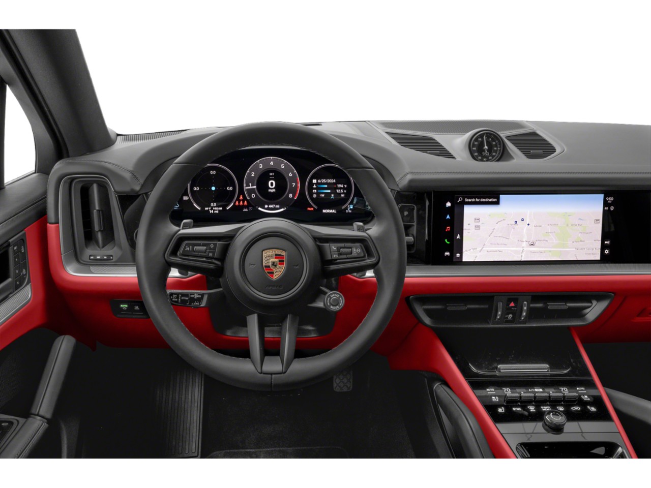 Digital dashboard and steering wheel with navigation and climate control