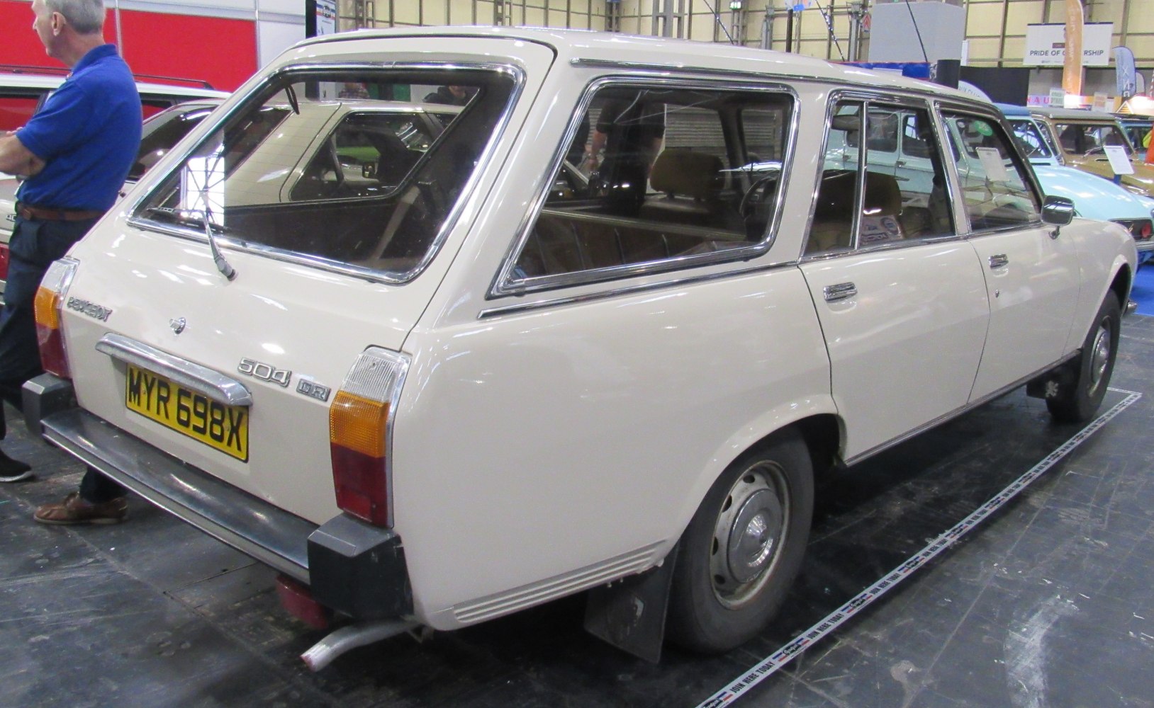Vintage station wagon rear view with rear window wiper and classic tail lights