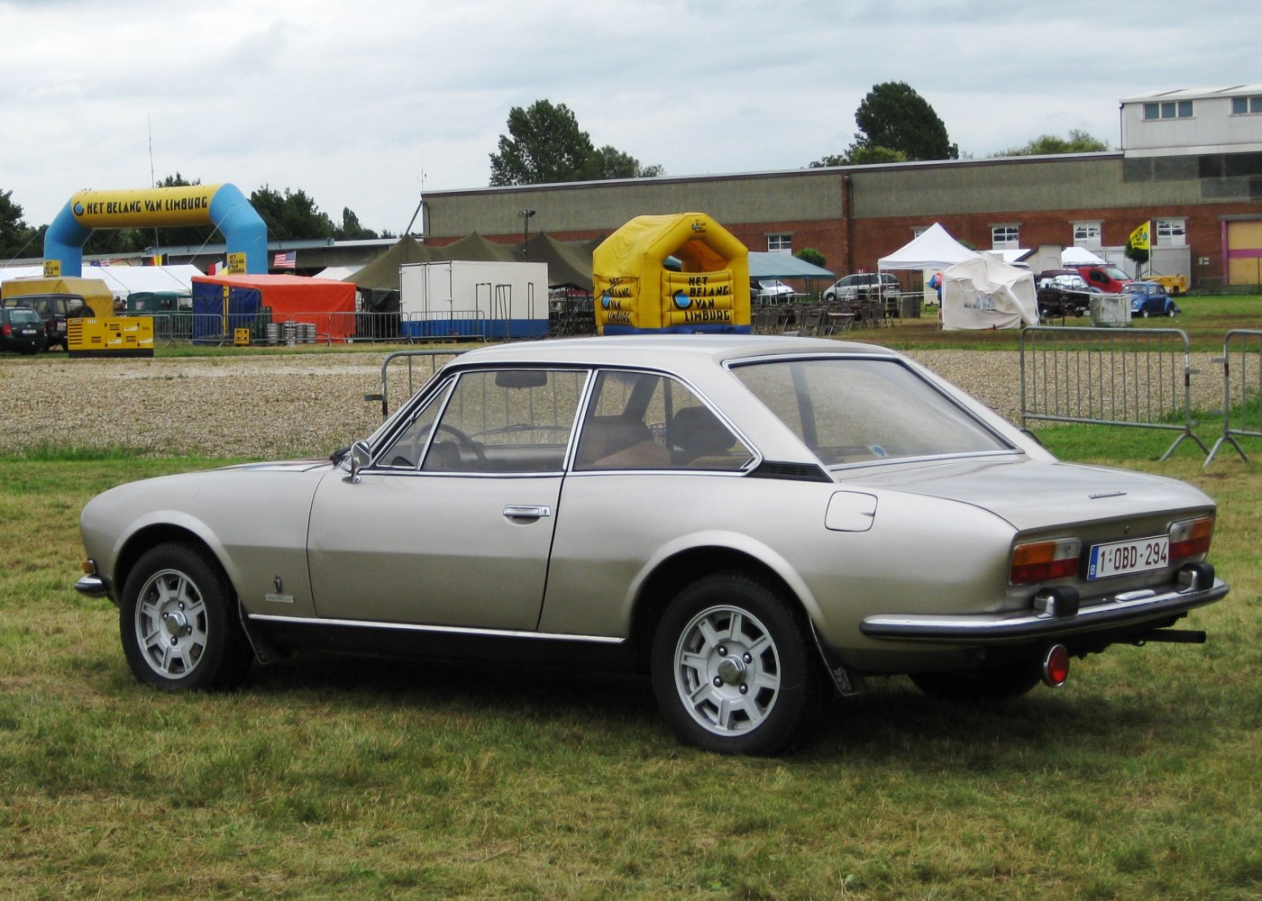 Rear side profile of classic coupe with vintage wheels and smooth body lines.