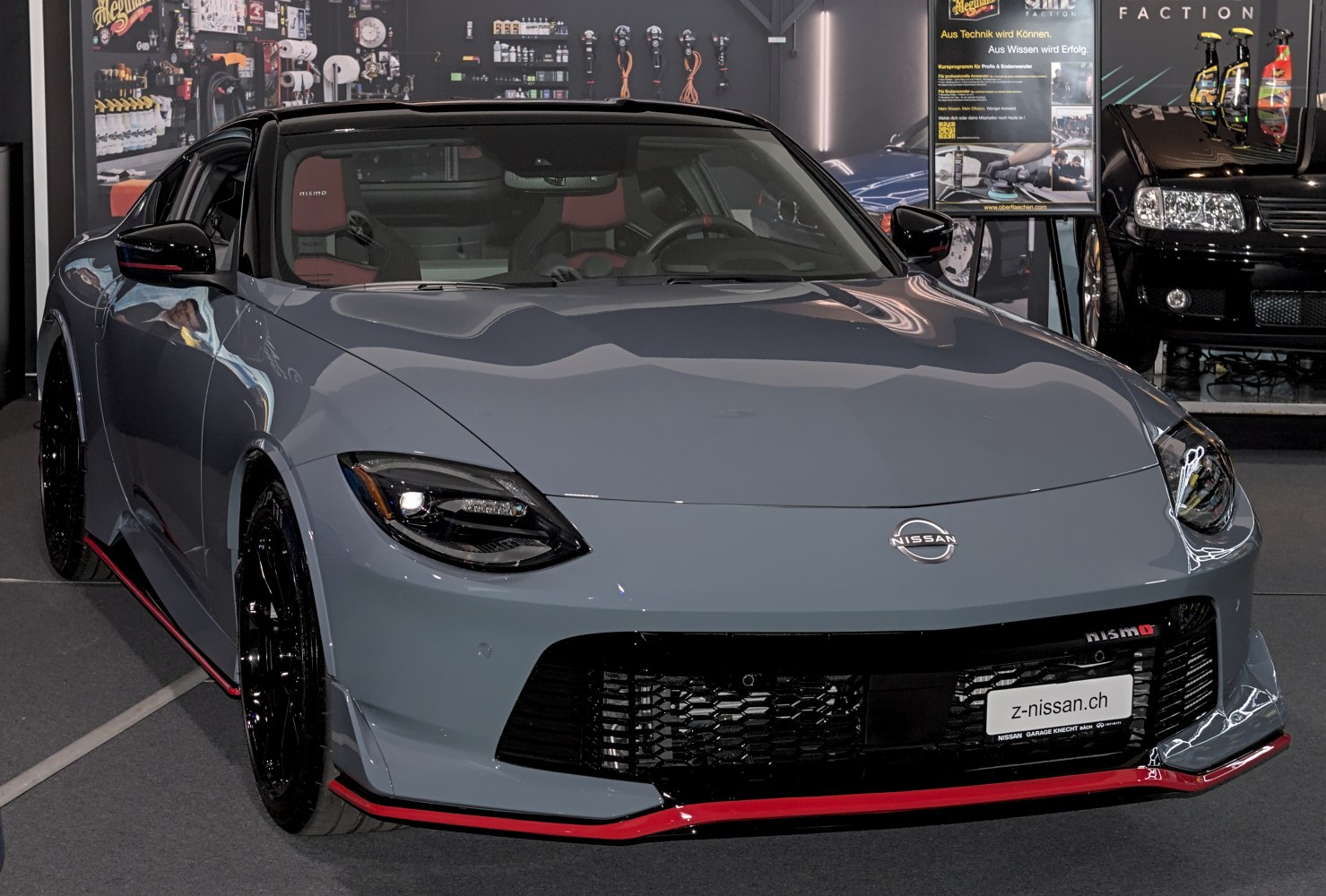 Front view with LED headlights and Nismo red accents