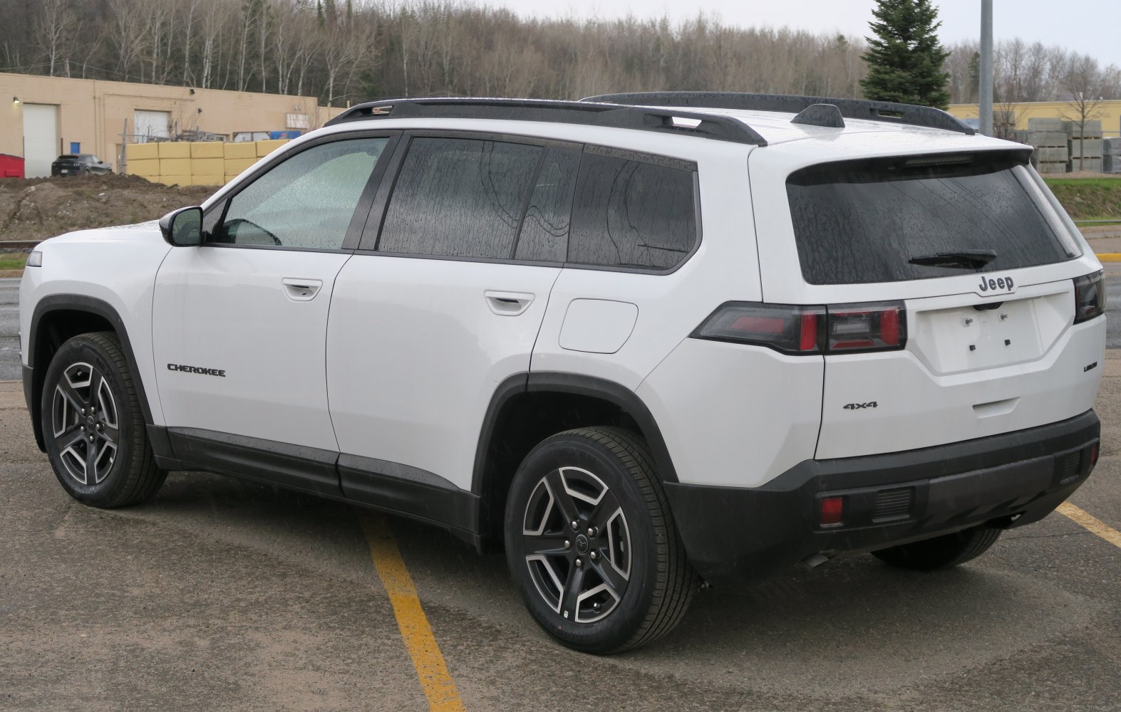 White SUV with distinctive rear-end, black trim, and roof rails