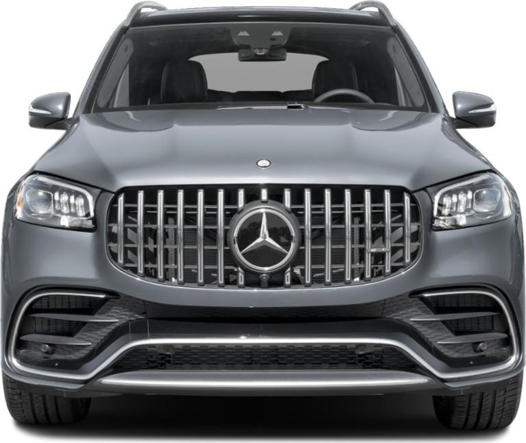 Front view showcasing grille and headlights of large luxury SUV