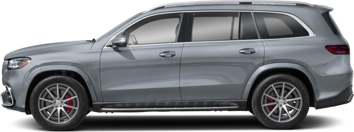 Side profile of luxury SUV with AMG wheels and red brake calipers