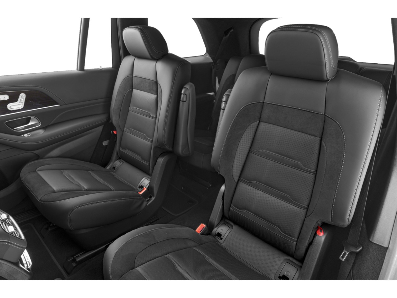 Black leather and suede second-row seats with armrests