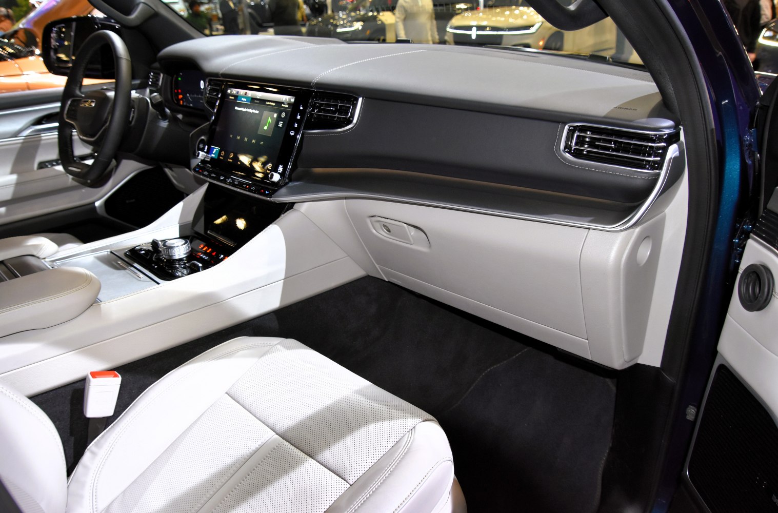 Modern SUV interior with digital dashboard and touchscreen