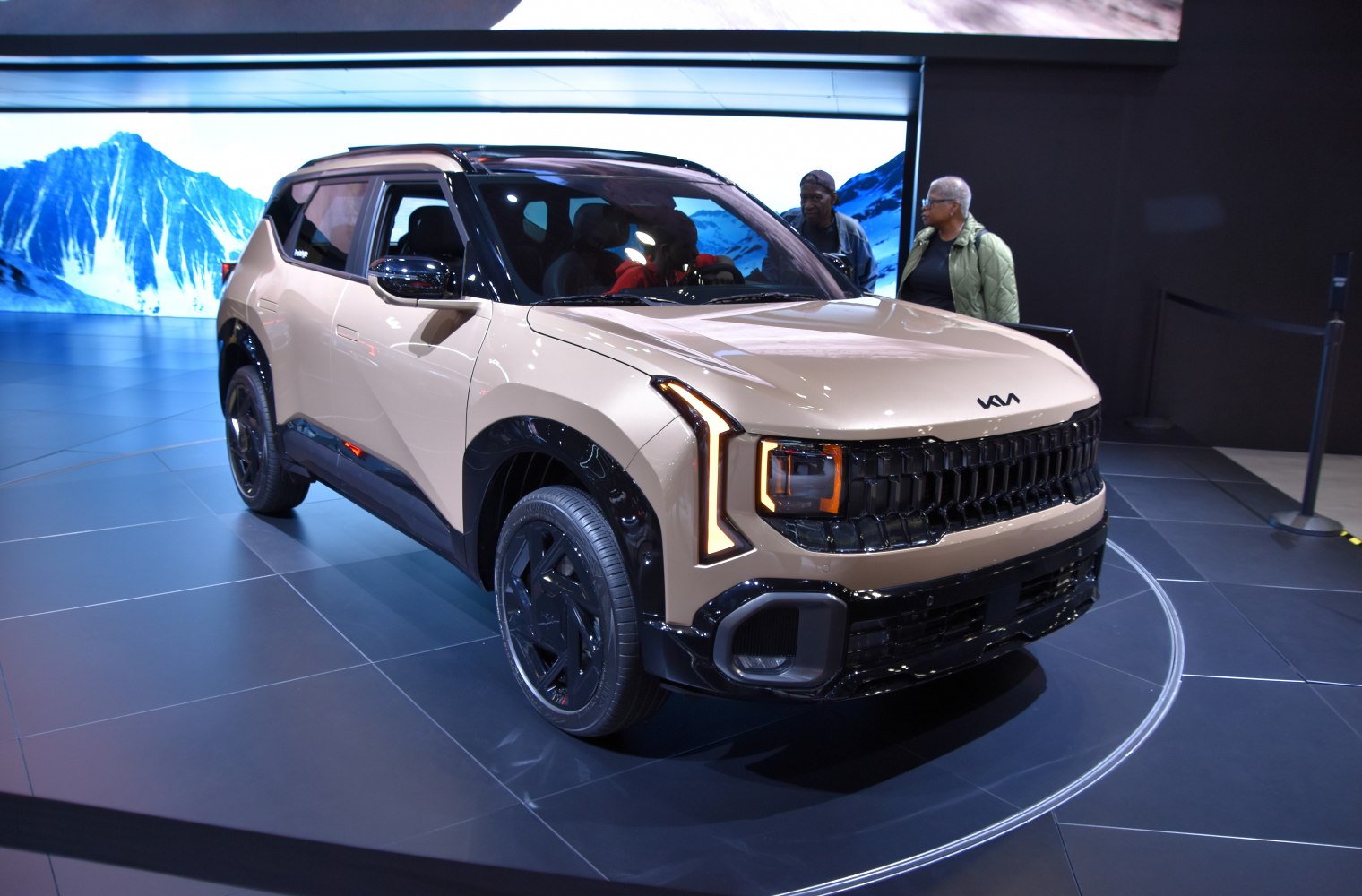Modern SUV front view with LED headlights and black grille