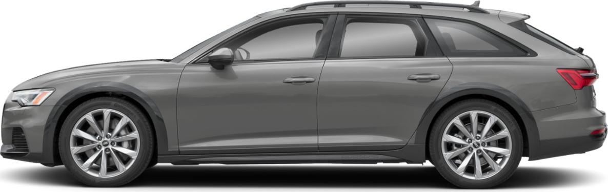 Side profile of a wagon with alloy wheels and roof rails