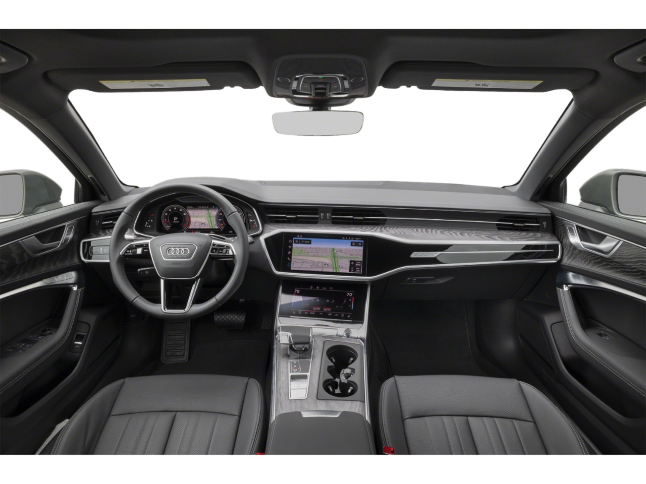 Audi interior with dual touchscreens and digital instrument cluster