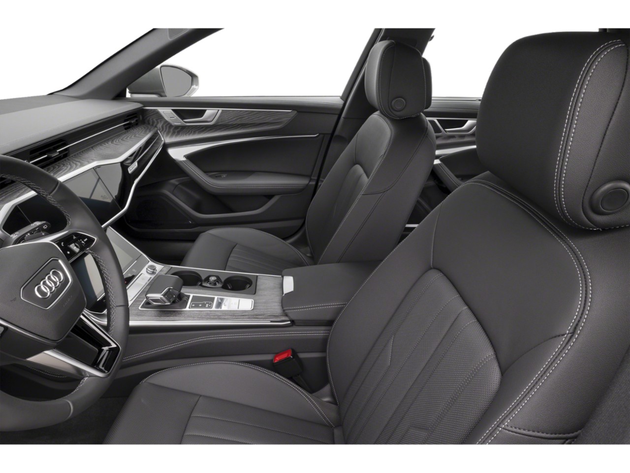 Luxurious modern car interior with leather seats and advanced dashboard